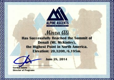 Mount Denali Climbing Certificate